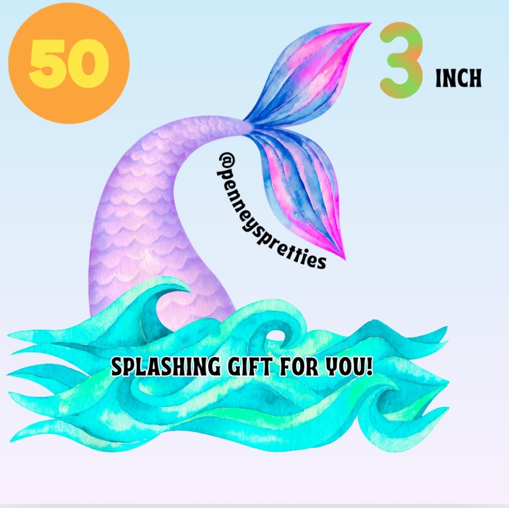 New Gorgeous 50 Count Custom Mermaid 3 Inch Stickers. Die Cut